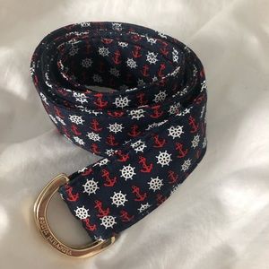 Vineyard Vines navy red silk anchor belt size M